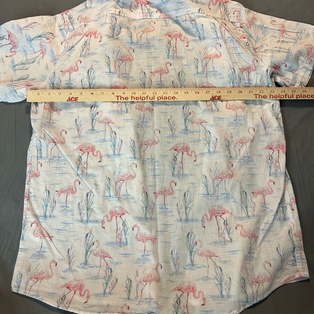 Izod Flamingo Print Casual Button Down Shirt - Pink and Blue